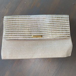 Stella & Dot City Slim Clutch in Gold and Cream